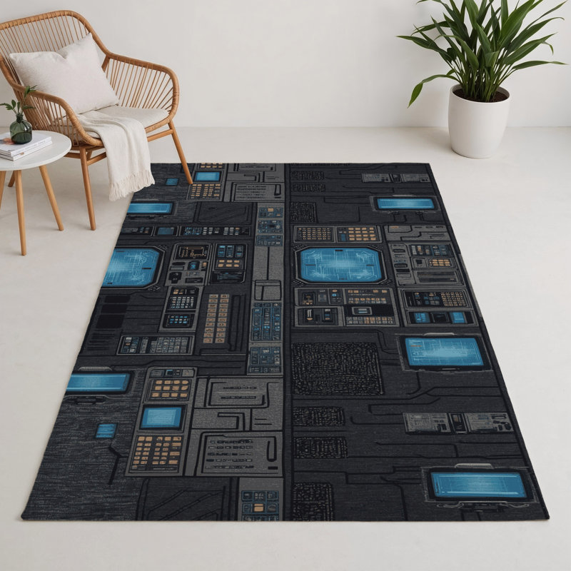 Tapis intérieur et extérieur noir Transport, Rectangle 9 pi x 12 pi