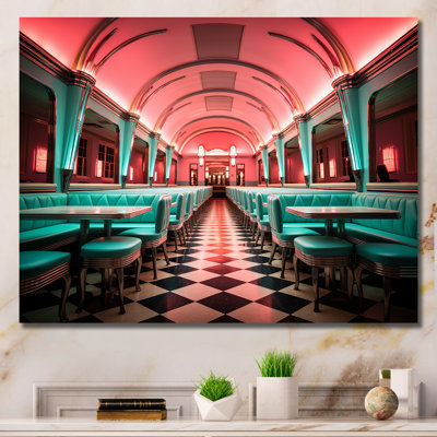 Pink Nostalgic Tunes Fast Food 1960S Diner - Jukeboxes Wall Art