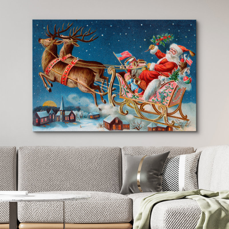 Christmas Holiday Celebration Merry - Wrapped Canvas Print, 18" W x 12" H
