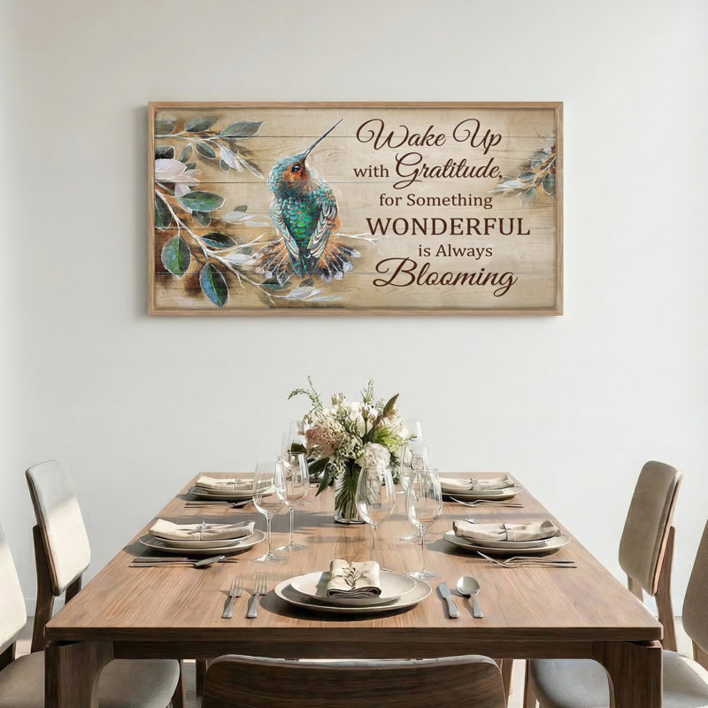 Tableau encadré sur toile à motif floral et colibri, 1 pièce, 122 x 61 cm, 48 x 24 pouces