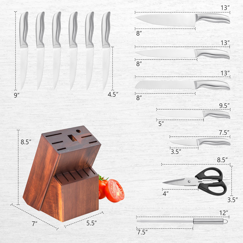 Ensemble de couteaux en acier inoxydable 14 pièces Costway