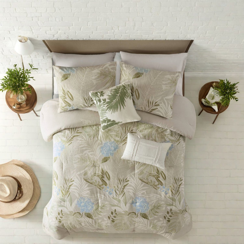 Ensemble de literie pour grand lit surdimensionné en coton de qualité supérieure avec coussins décoratifs, design bord de mer