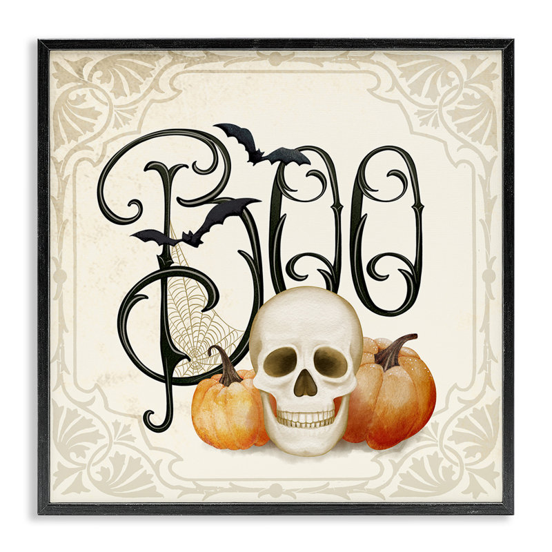 Quelque chose de méchant Boo, estampe numérique, design par Nicole Tamarin, Giclée encadrée noir minuit, H 12 po x l 12 po