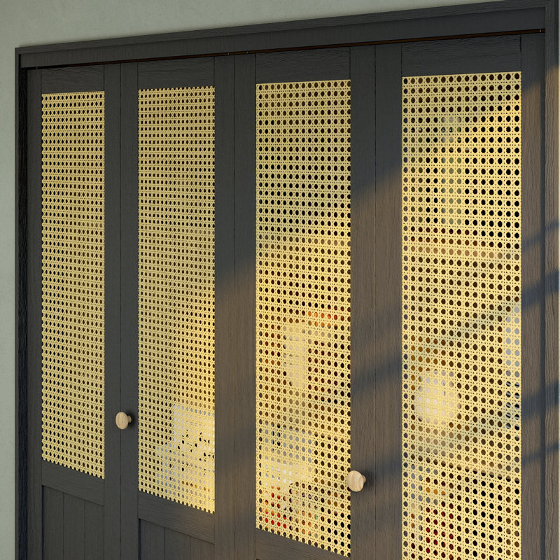 Portes pliantes pliantes 60 po x 80 po en bois manufacturé tissé à la main et imitation rotin, 60 po x 80 po