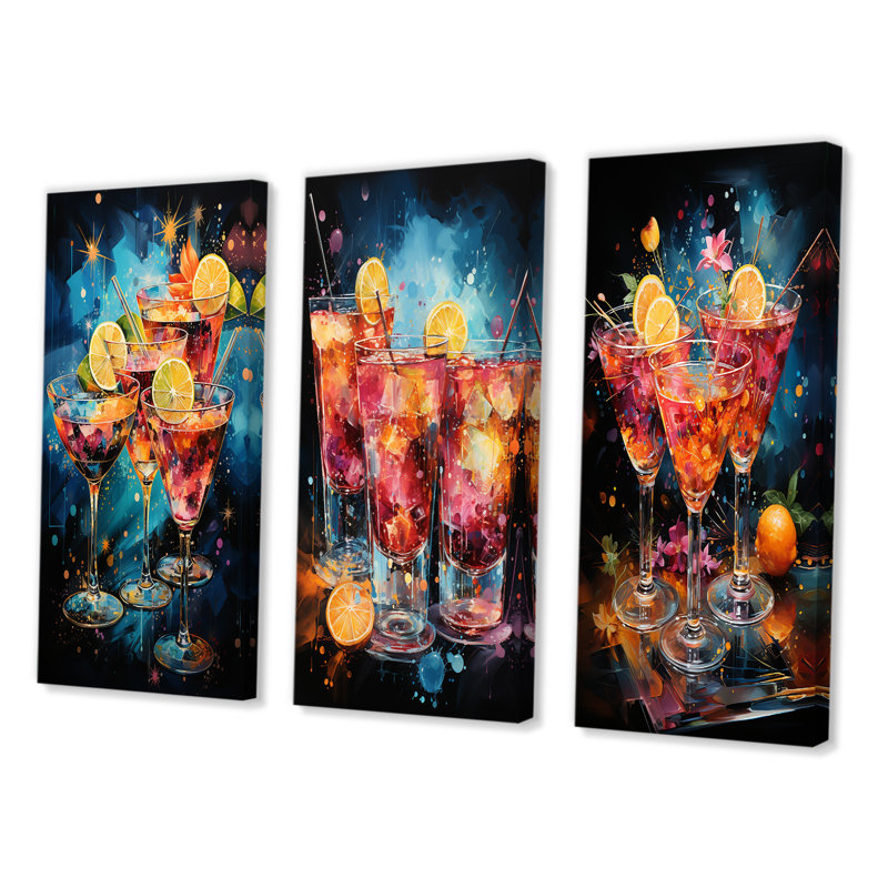 "Cocktail Confetti" 3 pièces, H 20 po x l 36 po, Toile tendue