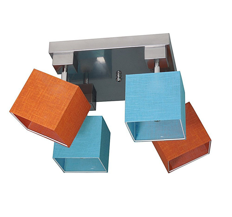 Partee Spotlight, Turquoise/Orange, Matt brushed nickel