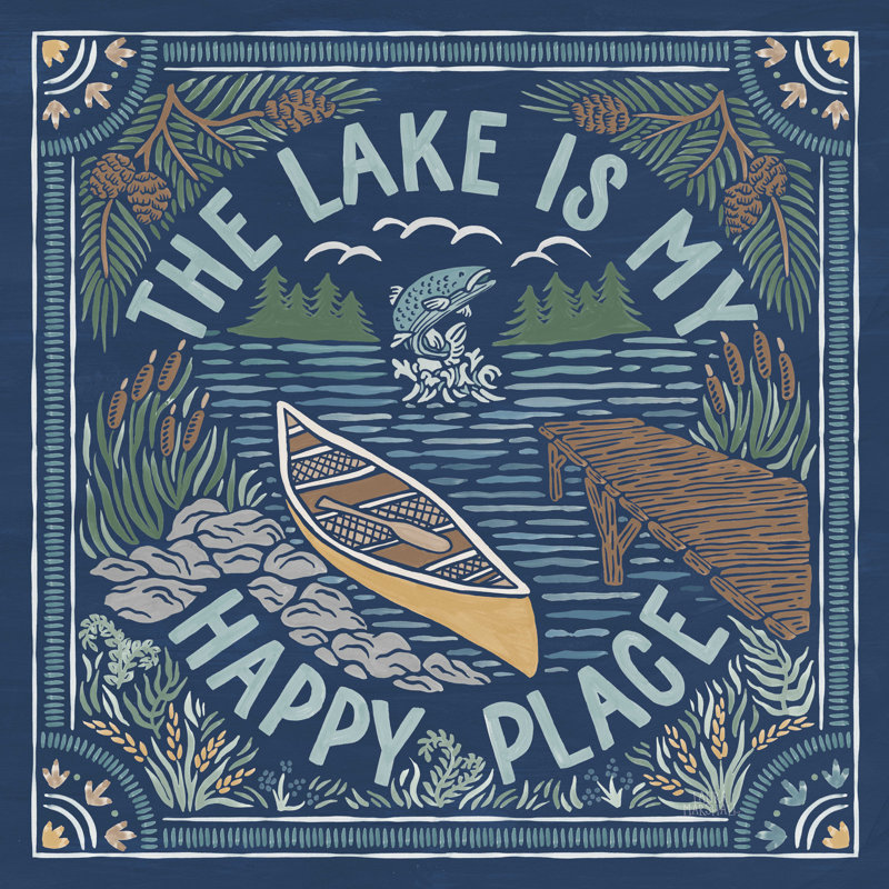 «Lakeside Days III Blue» par - impression sur toile tendue, L 36 po x H 36 po