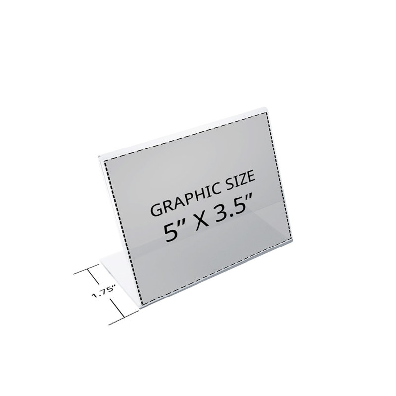 Angled L-Shaped Sign Holder Frame with Slant Back Design 5"x 3.5''High- Horizontal/Landscape, 10-Pack