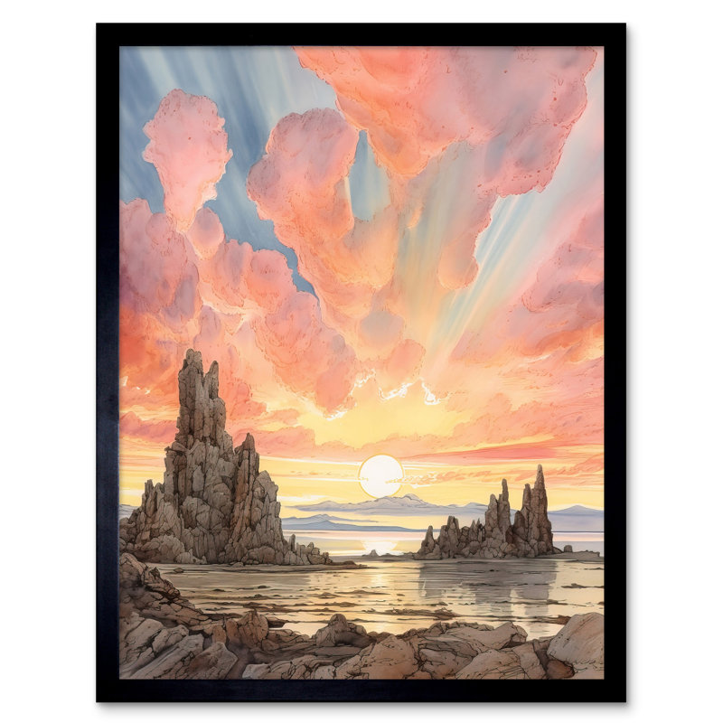 Lelah Mono Lake Atmospheric Clouds At Dawn Break - Single Picture Frame Print