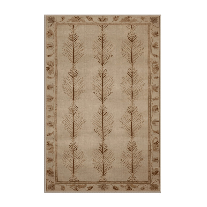 Tapis brun français lavable à la machine, Rectangle 7 pi x 10 pi