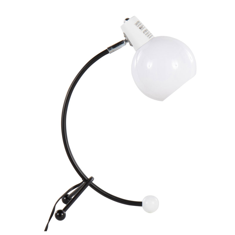 Eileen Contemporary Adjustable Task Lamp in Black Metal and White Polypropylene