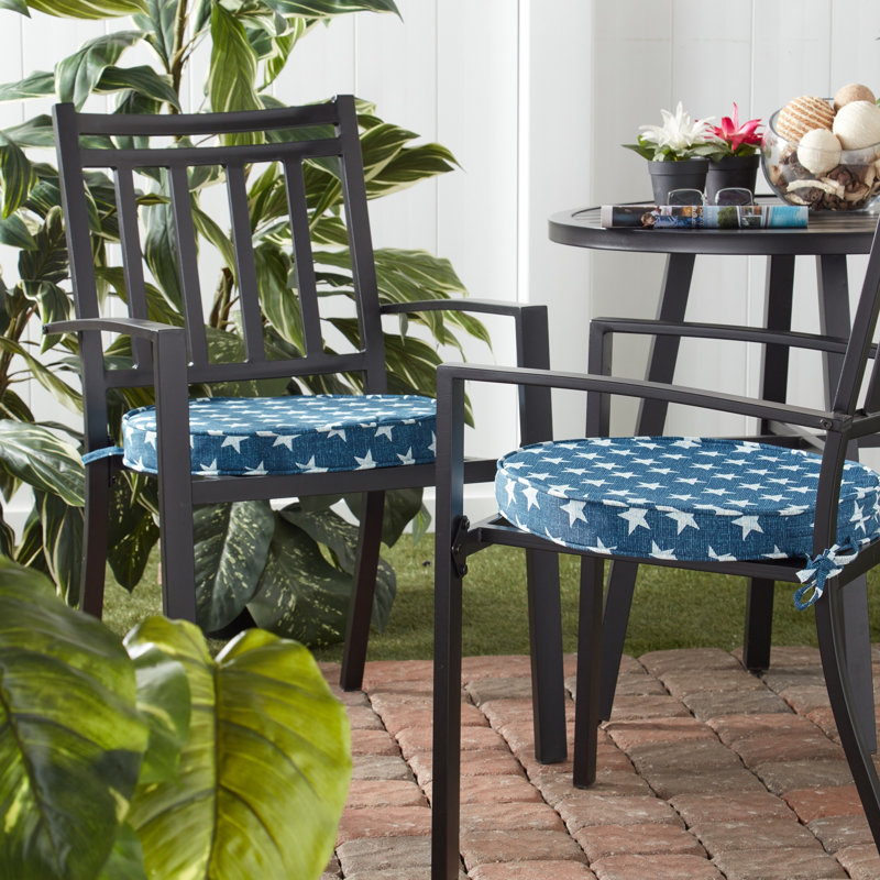 Outdoor Round Dining Chair Seat Pad, Stars