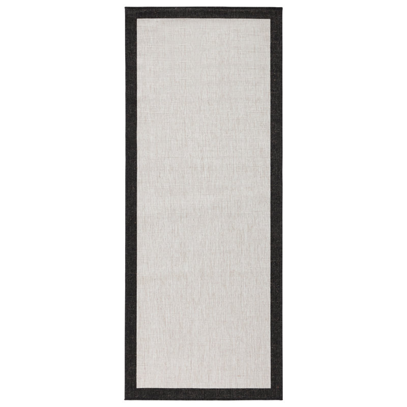 Panama Machine Woven Black/Cream Indoor / Outdoor Rug, Runner 80 x 350 cm