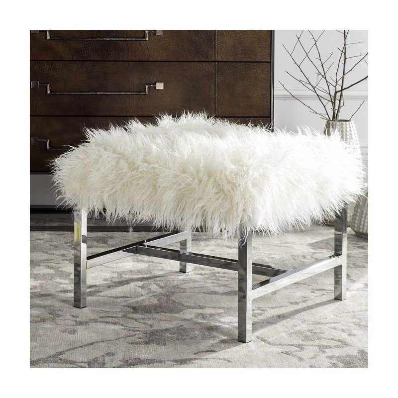 Tabouret d'appoint en métal Hamazasb, Blanc