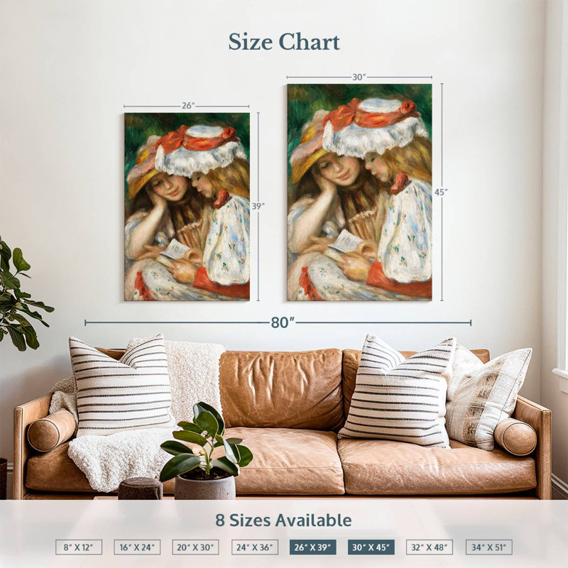 Leisha Two Girls Reading, 39" H x 26" W