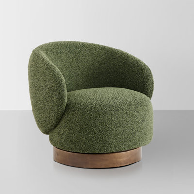 Modern Swivel Barrel Chairs With Wood Base