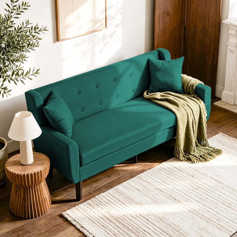 Causeuse Jaqueze, Mélange de lin bleu clair