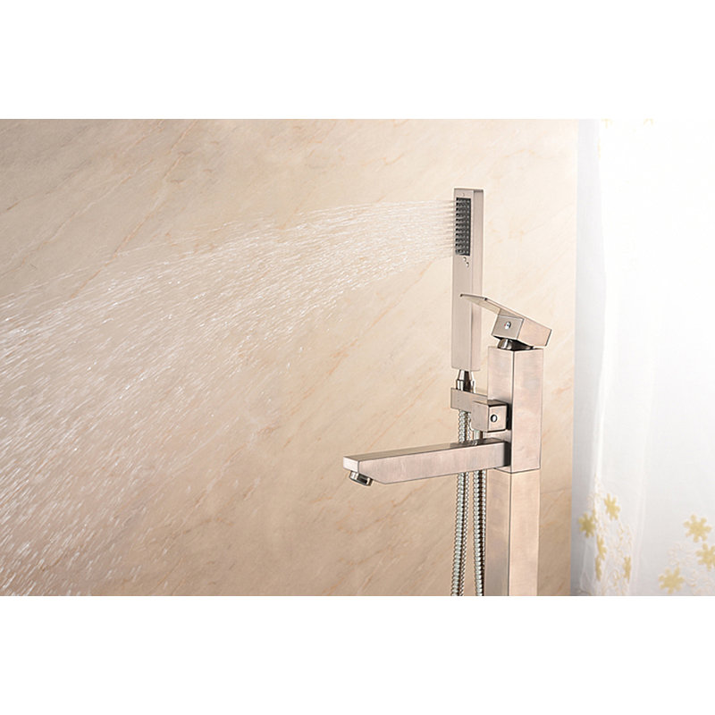 SevenFalls 1 Handle Floor Tub Filler with Diverter, Brushed Nickel