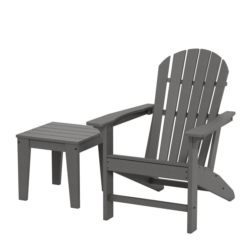 Ensemble Adirondack d'extérieur Addy (1 chaise + 1 table basse), Gris
