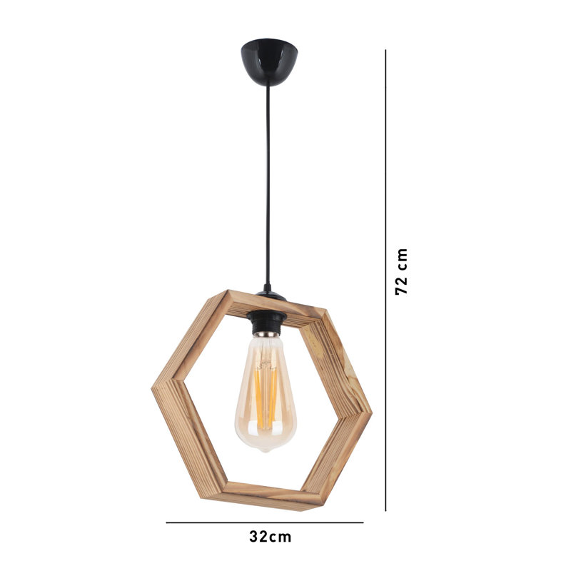 Elegant Wooden Chandelier, Natural Finish, 11.8 x 10.2 inches | Adjustable Height (Up to 27.6 inches) | E27 Socket, Max 40W | CE Certified | Perfect for Dining Rooms, Living Spaces, and Modern Interiors