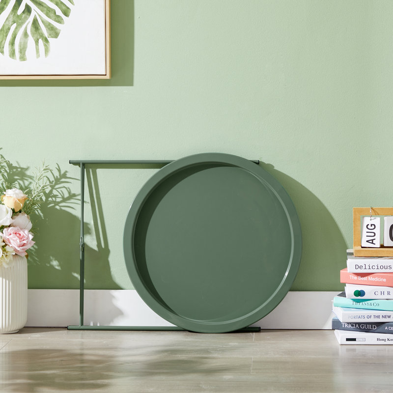 Annaleese Small End Table Set Foldable Tray X-shaped Cross Leg Side Table, Dark Green