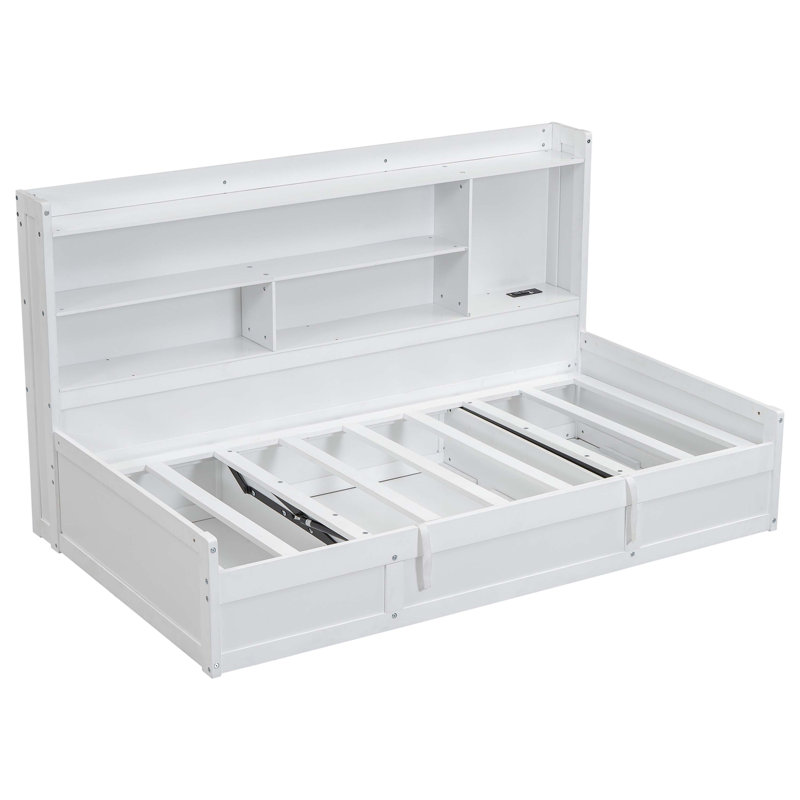 Lit de jour avec bibliothèques de rangement, Blanc