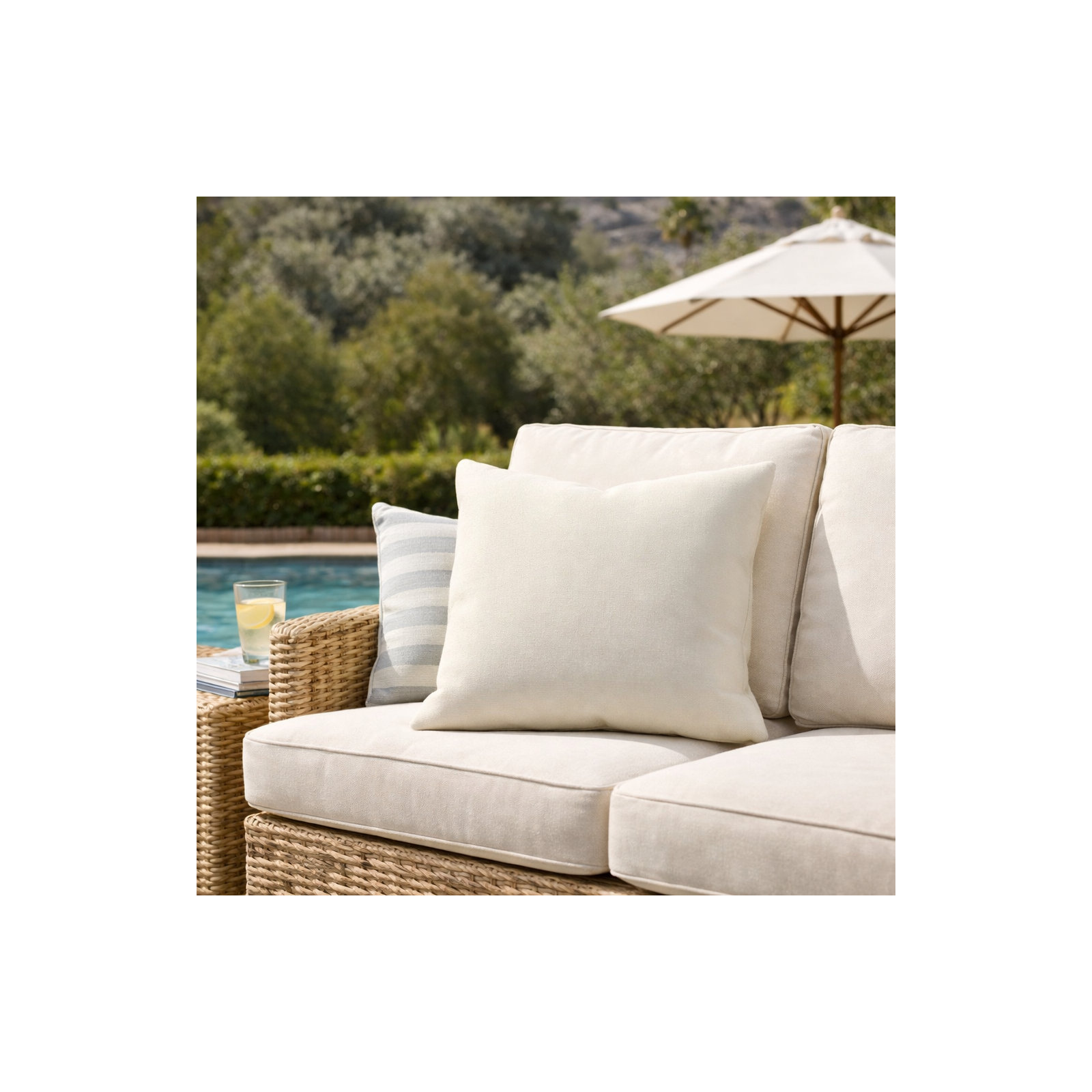 Indoor/Outdoor Throw Pillow, Square 18", Canvas Natural Sunbrella® Canvas