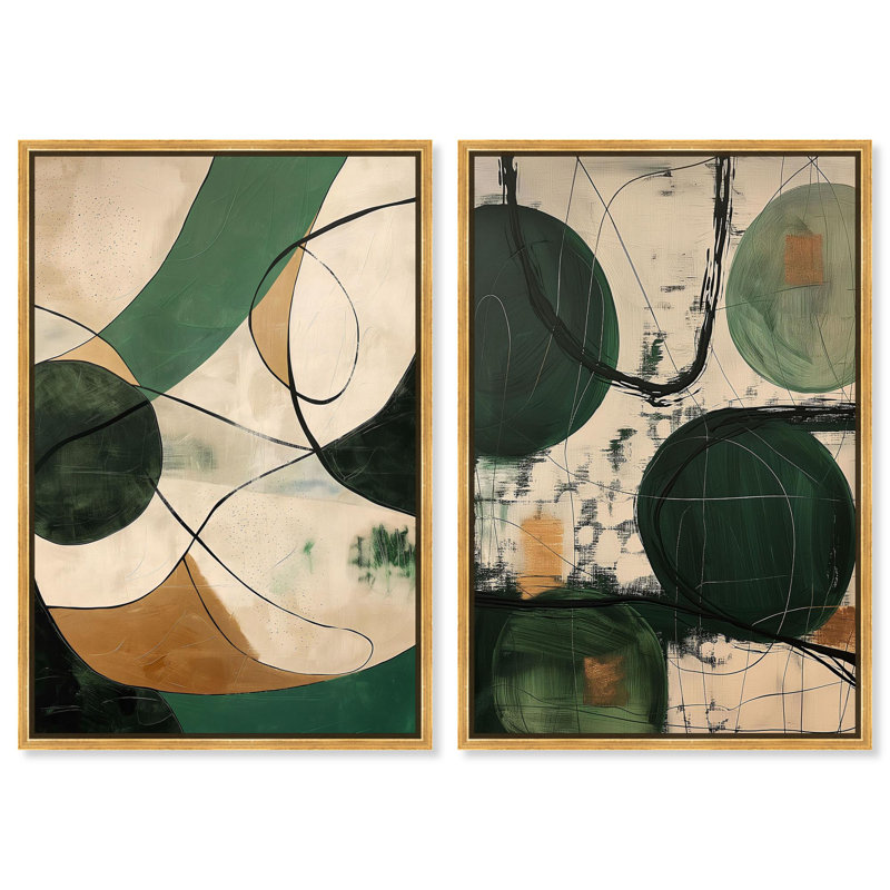 «Greenlight Breeze», ensemble de 2 ensembles abstraits élégants sur toile par Art Remedy, H 30 po x l 20 po