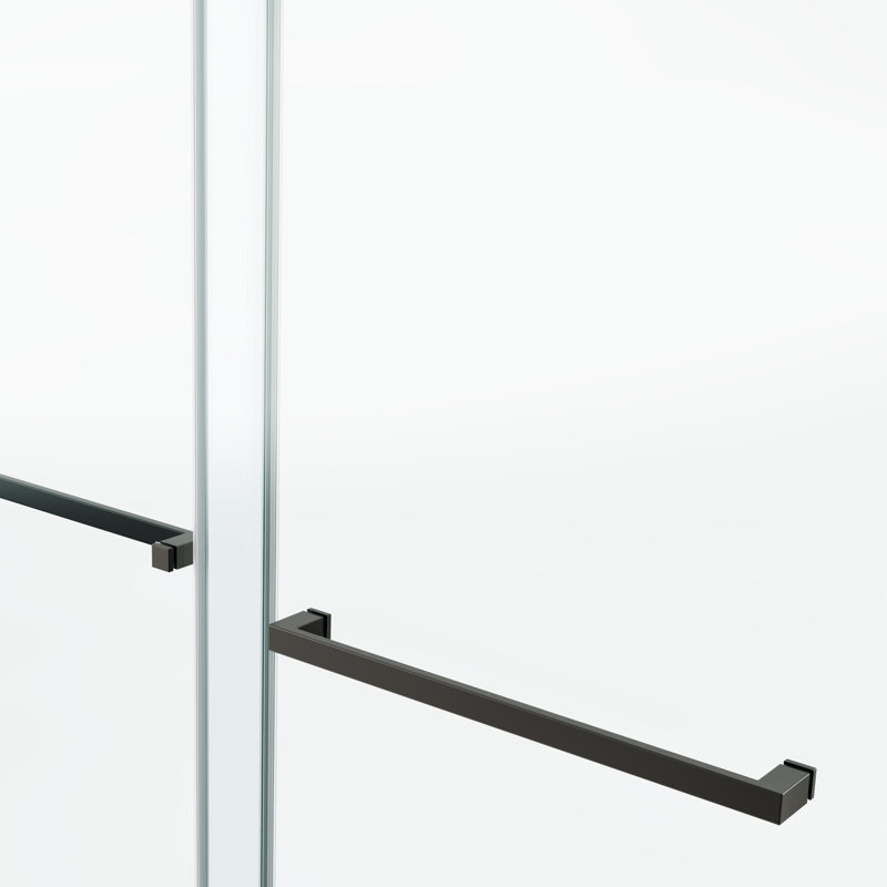 Porte de douche coulissante double sans cadre, Noir mat