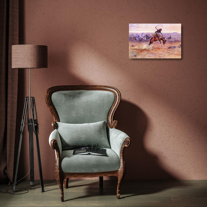 «Red Barrel Studio® Russell, Charles Marion Gallery», art sur toile titré: Bucking Bronco 54599, H 13 po x l 18 po