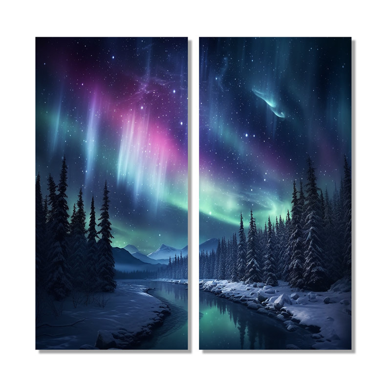 Northern Lights III - décoration murale bleue, H 40 po x l 40 po, Toile tendue, Ne s’applique pas
