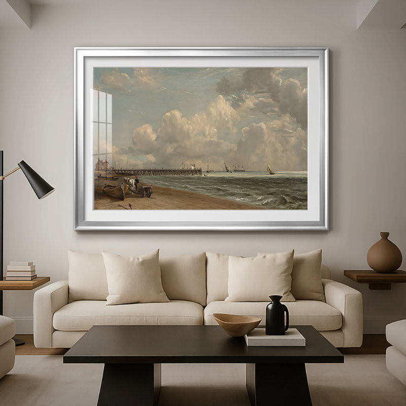 Chain Pier, Brighton-John Constable, reproduction encadrée avec passe-partout et verre - 1827, 26,5 x 36,5, Argent
