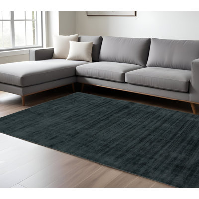 Tapis gris anthracite et noir tissé à la main 10 pi x 14 pi