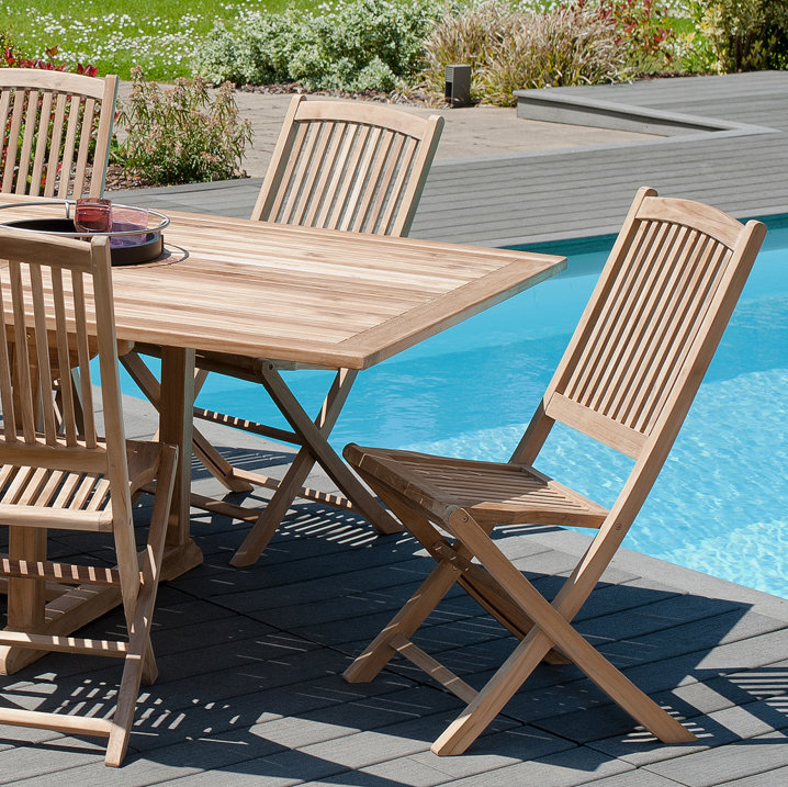 Woehler Folding Patio Dining Side Chair with Cushion