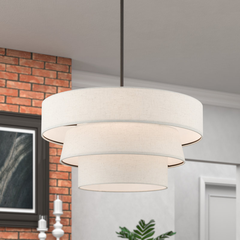 Lustre cylindrique à intensité variable 4 lumières Samire, Beige, Bronze anglais