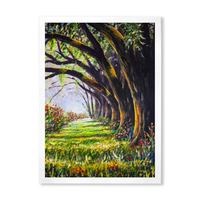 «Flower Alley Park Forest with Old Trees», peinture sur toile