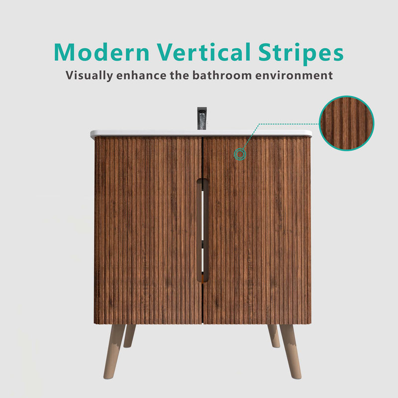 Modern Freestanding Bathroom Vanity with Multiple Functional Features
