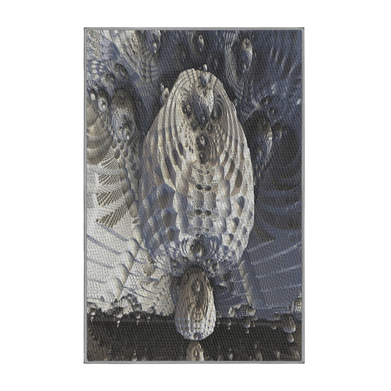 Tapis gris/blanc tissé à la machine, Rectangle 6 pi x 9 pi