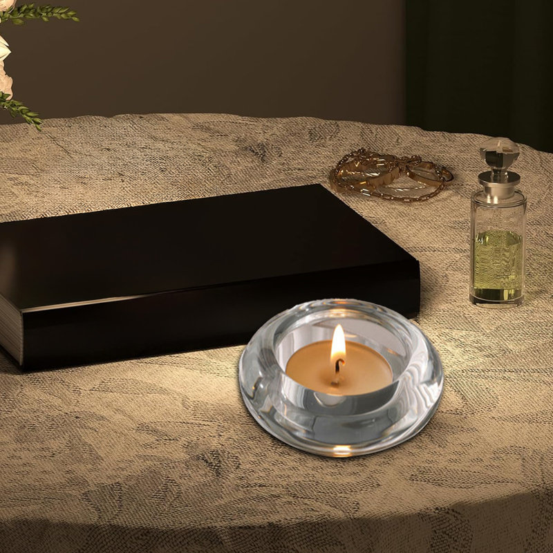 Support de lampe de thé en verre Support de lampe de thé rond et romantique Convient au centre de table de mariage Décoration de fête de famille