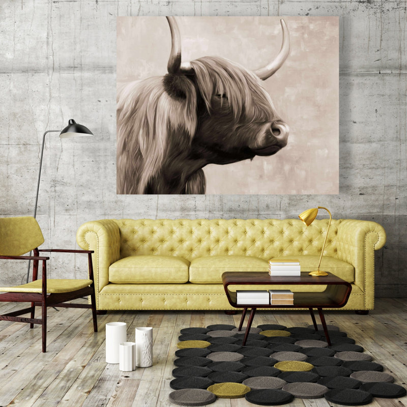 Beautiful Highland Cattle Sepia - Rustic Canvas Home Decor