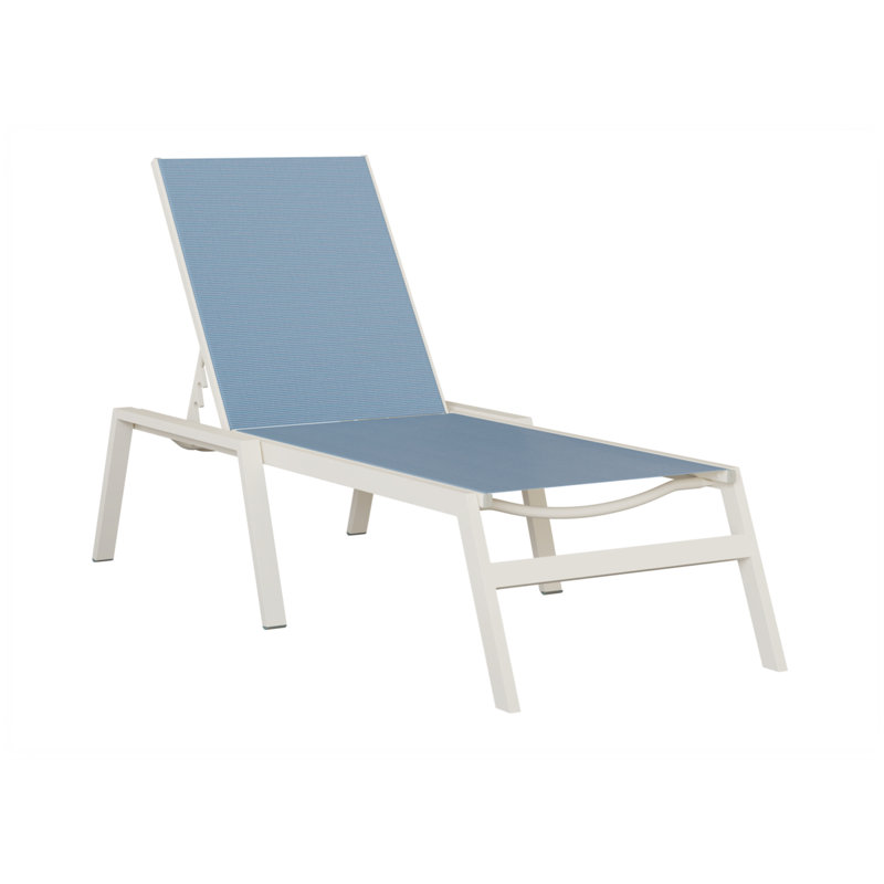 Berlin Gardens Vida Chaise Armless Lounge, Blue, Matte White