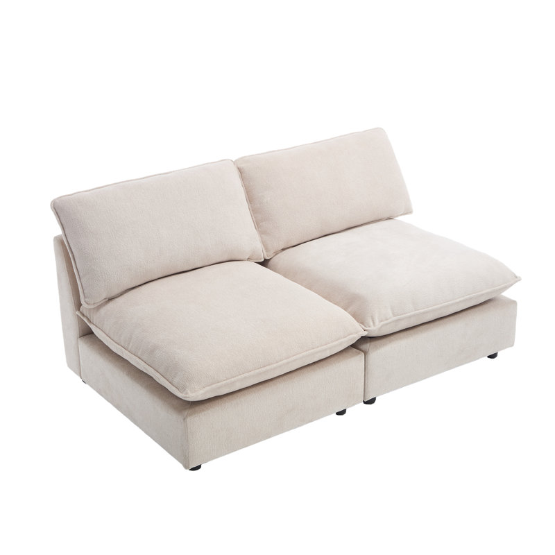 2 Piece 67'' Armless Modular Sofa, Beige