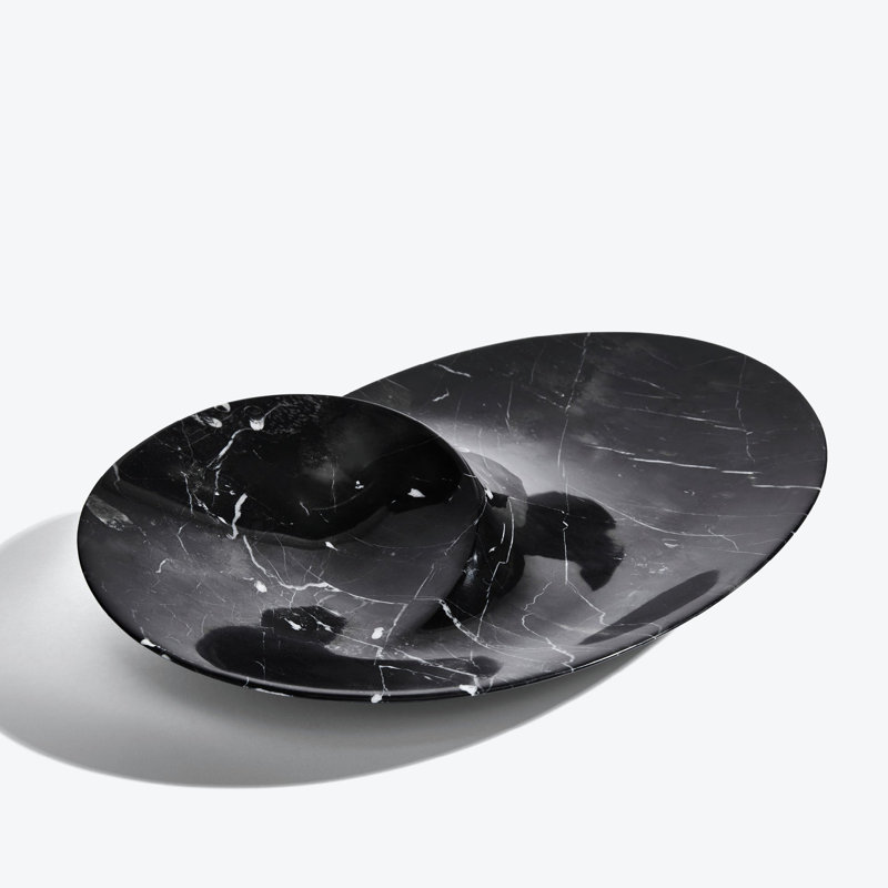 Swirl Bowl, Large, Grey, Black, 18.8"W x 12.2"D x 3.1"H