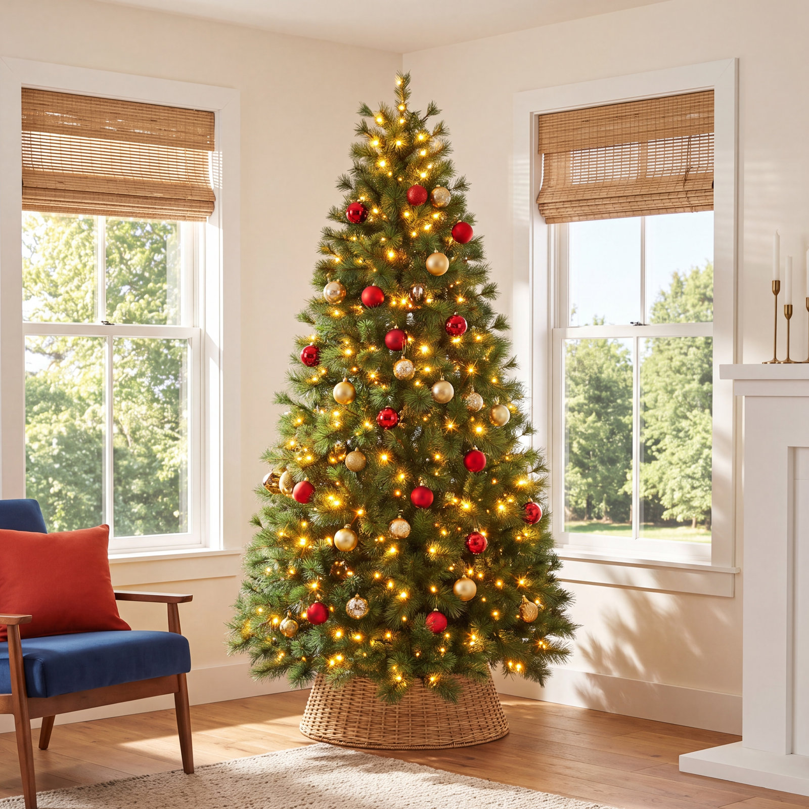7.5' Pre-Lit Pine Christmas Tree