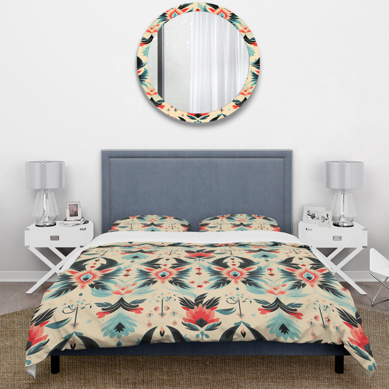 Ensemble de housse de couette Ramsati, Housse de couette pour très grand lit et 2 très, Ikat
