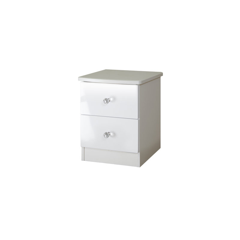 Fully Assembled Bonaccord 2 Drawer Bedside Table, White Gloss