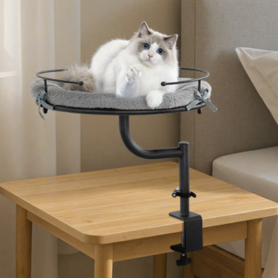 Cat Bed for Desk, Elevated Cat House Over Desk Height Adjustable Pet Bed 360° Rotation