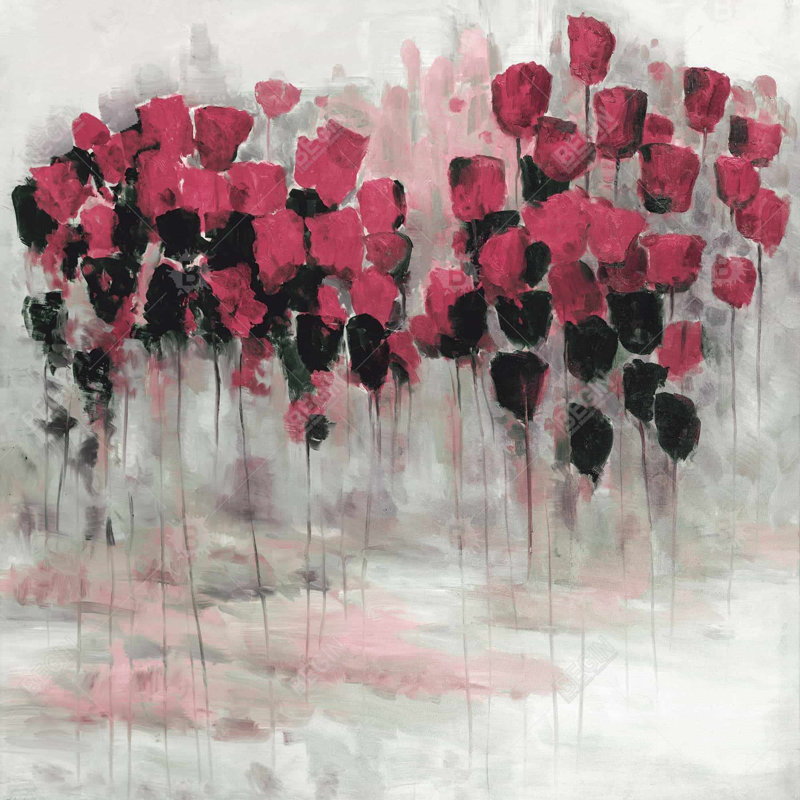 "Champ de fleurs roses et noires"