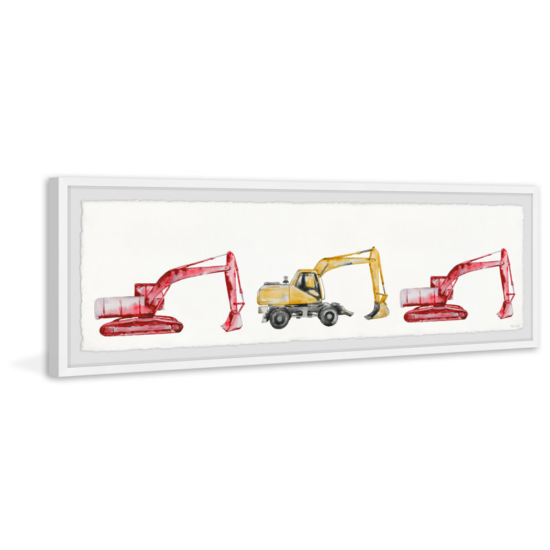 Bernabe Excavator and Diggers, reproduction encadrée, H 15 po x l 45 po x P 1,5 po