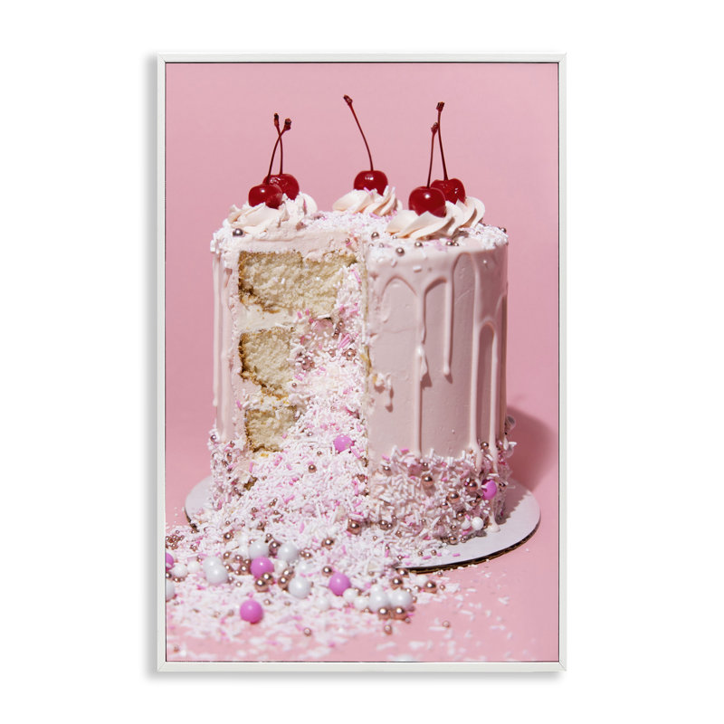 Art giclée de gâteau aux pierres précieuses Glam par Lish Creative, Estampe numérique encadrée blanc bord de mer